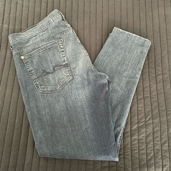 7 For All Mankind Josefina Skinny Boyfriend Jeans - Dark Blue - Picture 3 of 7